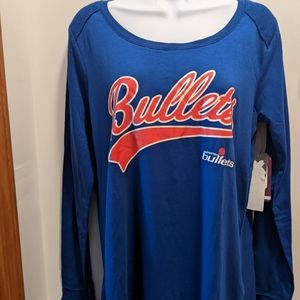Washington Bullets women's medium blue long sleeved boat neck shirt NWT